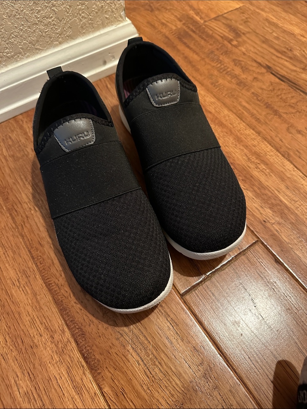 KURU Black Knit Slip-On Women’s Sneakers with White Sole